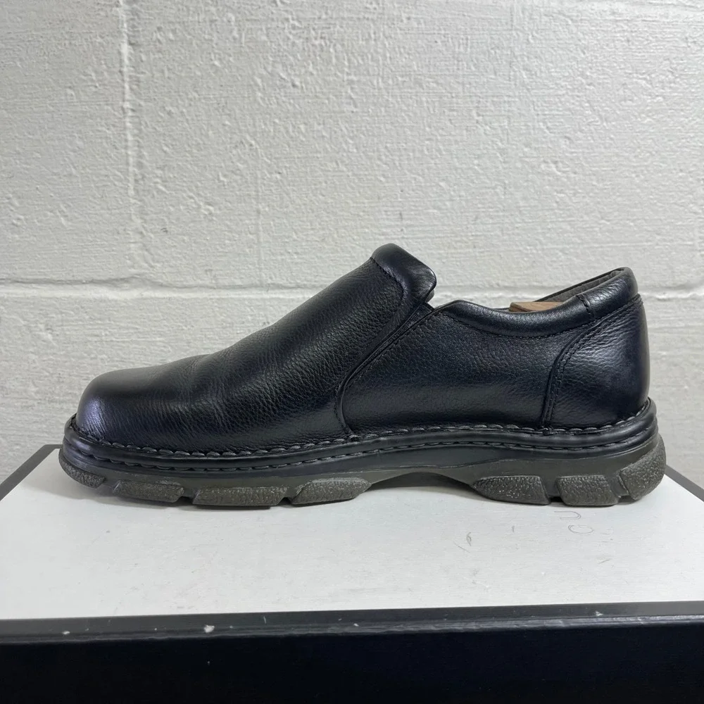 Bass Hemlock Black Leather Slip On Loafers‎ Lug Sole Shoes Men's Size 10.5 M